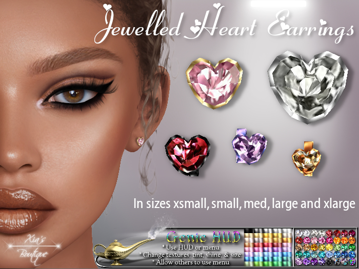 Second Life Marketplace XB Jewelled Heart Earrings